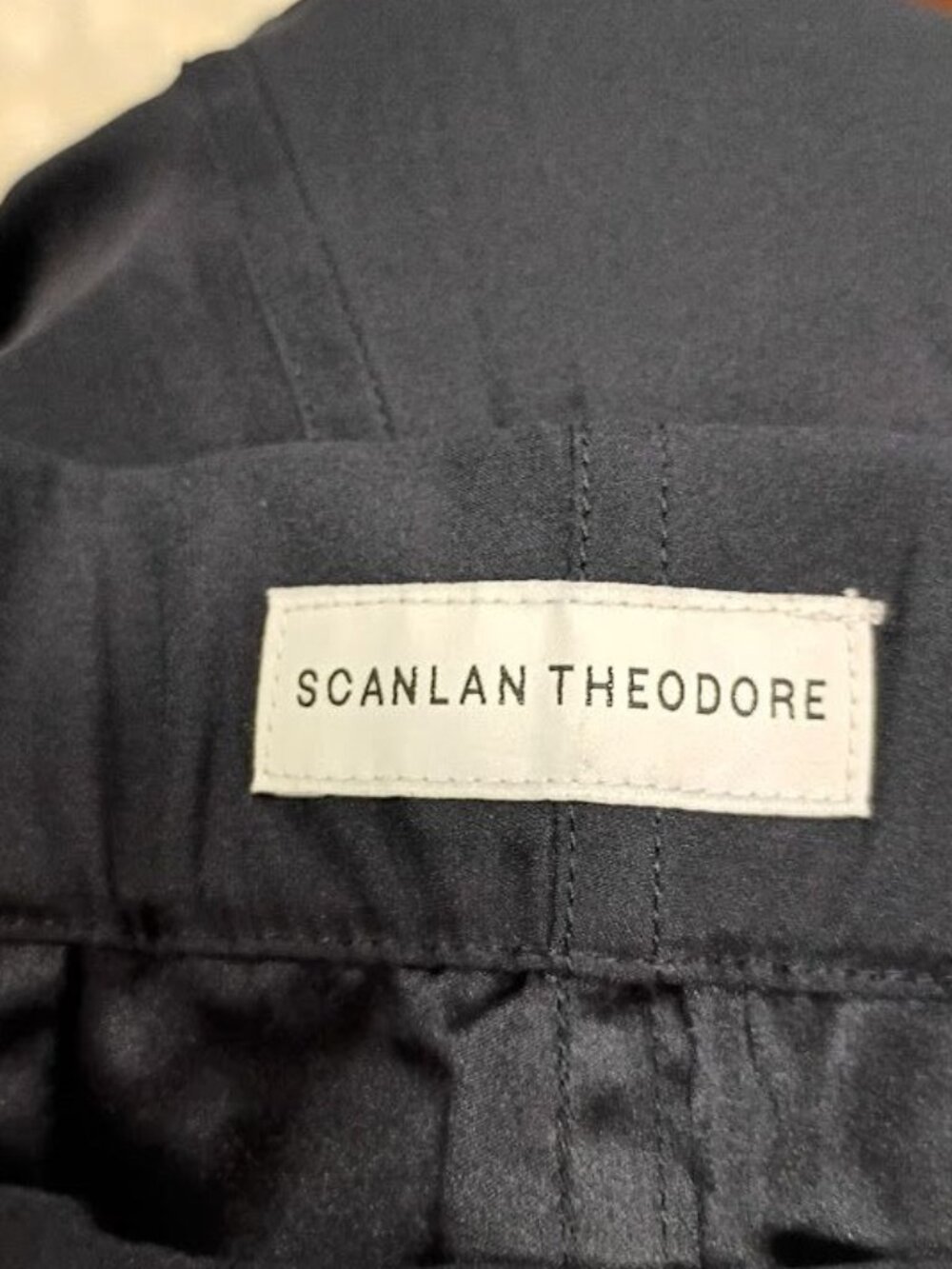 Scanlan Theodore Navy Blue Silk-Blend Relaxed Tapered Pants - Picture 6 of 14